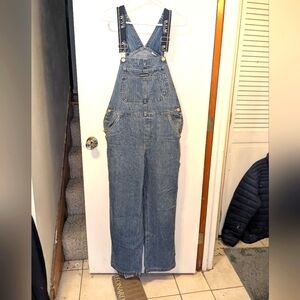 Vintage B.U.M. Equipment Womens M Denim Overalls Carpenter 100% Cotton Lettering